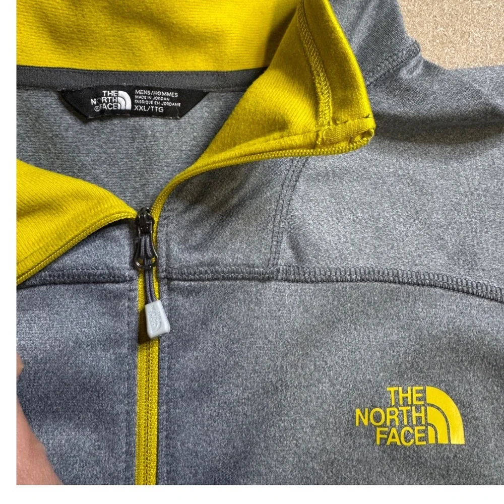 The North Face Mens Gray Yellow 1/4 Zip Long‎ Sleeve Pullover Sweatshirt XXL
